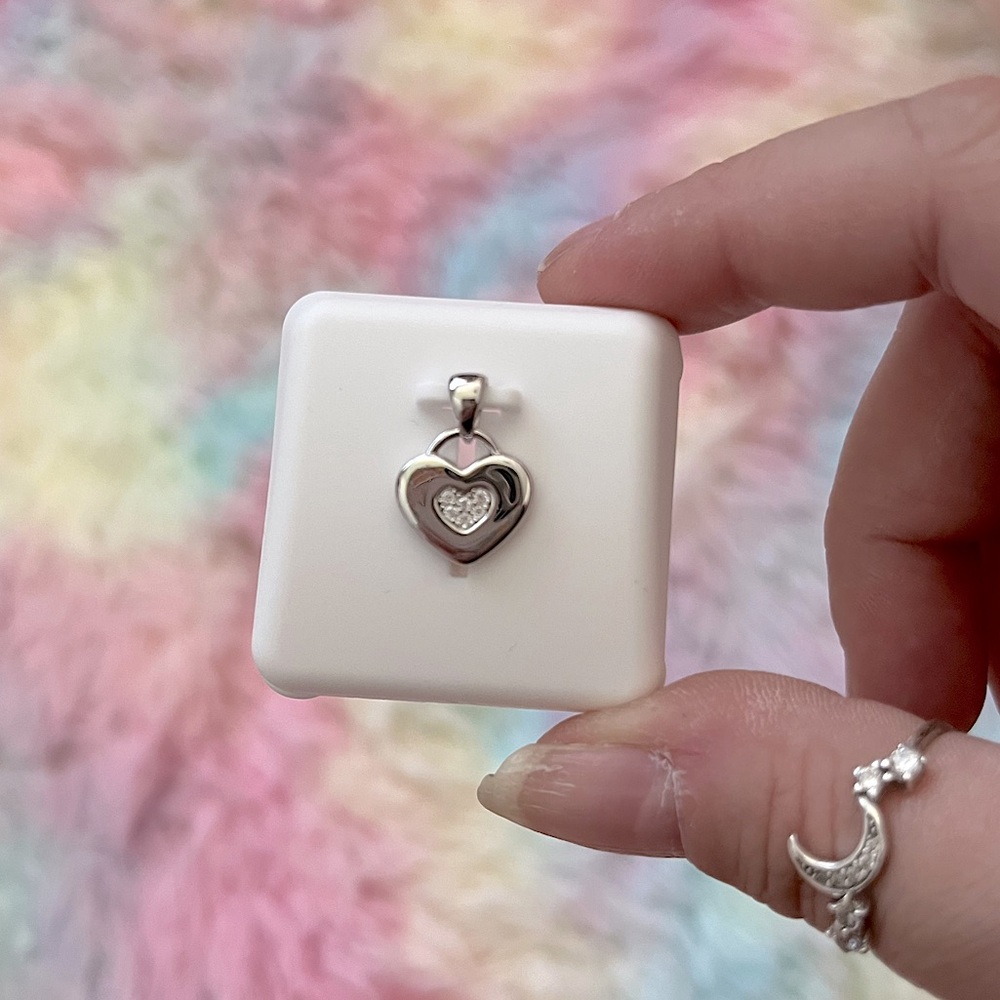 Moissanite necklace heart pendant